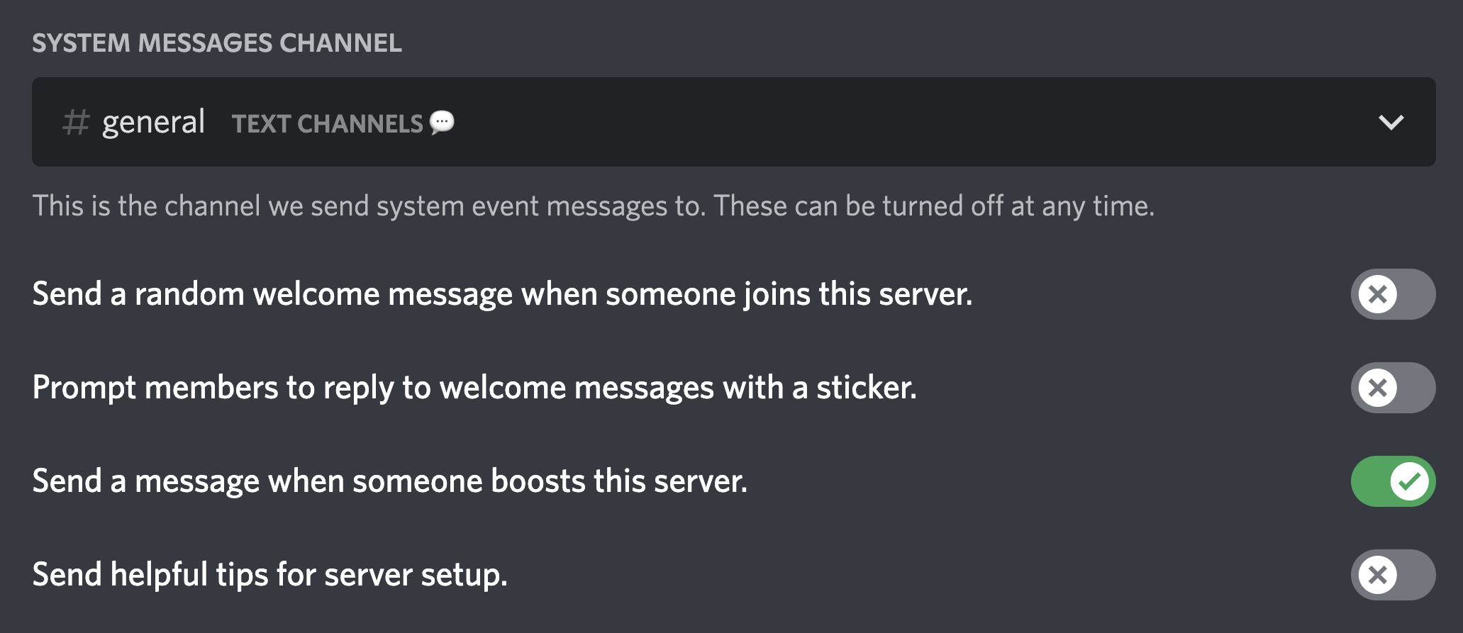 Server settings screenshot